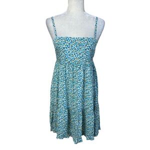 Zara Tiny Floral Print Spaghetti Strap Ruffle Hem Viscose Mini Sundress Size XS